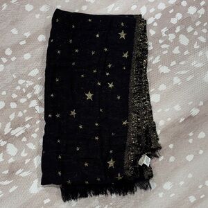 Elegant Black and Gold Starry Scarf